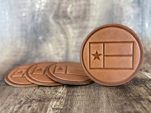 "TEXAS FLAG" - Leather Coaster Set (Set of 4)