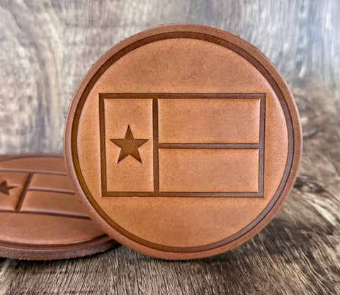 "TEXAS FLAG" - Leather Coaster Set (Set of 4)