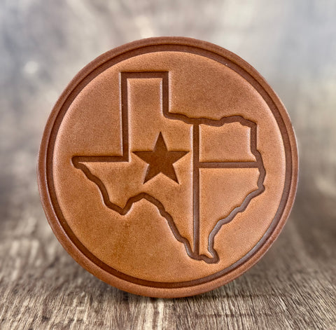 "TEXAS LONE STAR OUTLINE" - Leather Coaster Set (Set of 4)
