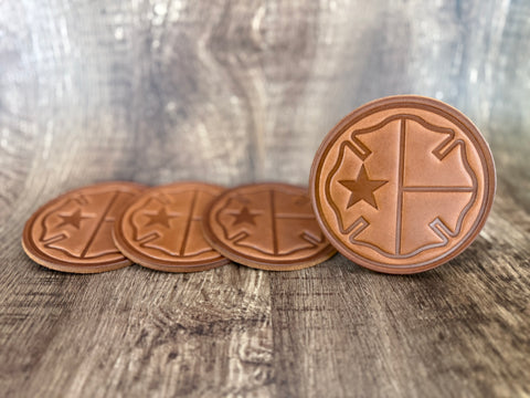 TEXAS MALTESE CROSS Leather Drink Coaster Set (Set of 4)