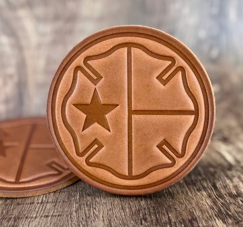TEXAS MALTESE CROSS Leather Drink Coaster Set (Set of 4)