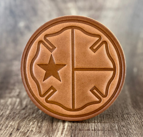 TEXAS MALTESE CROSS Leather Drink Coaster Set (Set of 4)