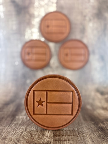 "TEXAS FLAG" - Leather Coaster Set (Set of 4)