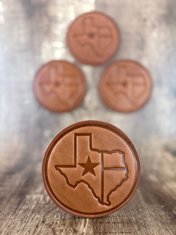 "TEXAS LONE STAR OUTLINE" - Leather Coaster Set (Set of 4)