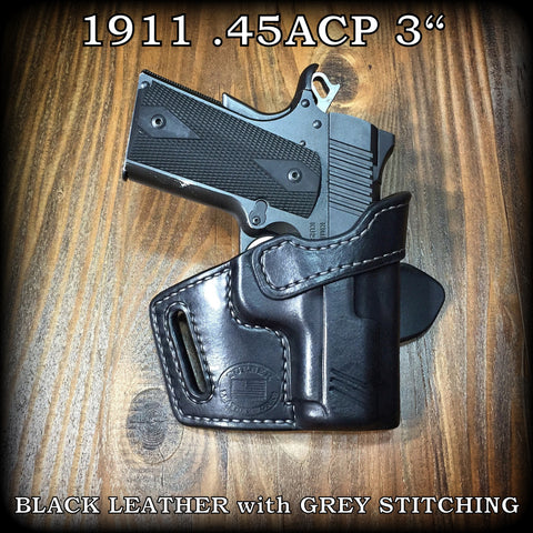Custom Leather 3" 1911 Holster made in Texas Kimber Ultra Colt Micro Compact