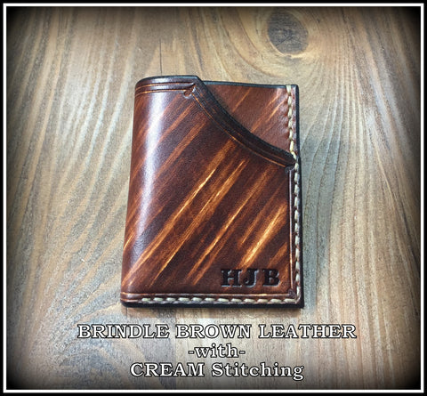 Handmade full grain cowhide Leather Minimalist Front Pocket Wallet MADE IN THE USA personalized with initials