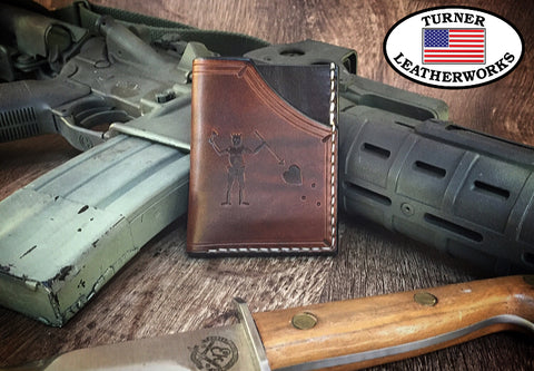 Handmade full grain cowhide Leather Minimalist Front Pocket Wallet BLACKBEARD MADE IN THE USA