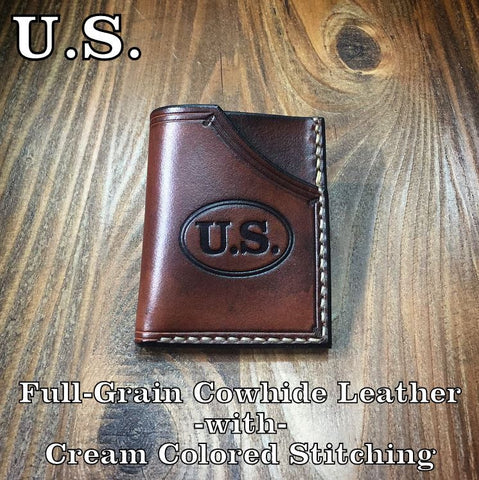 Handmade Leather Minimalist Front Pocket Wallet U.S. C.S.A. civil war