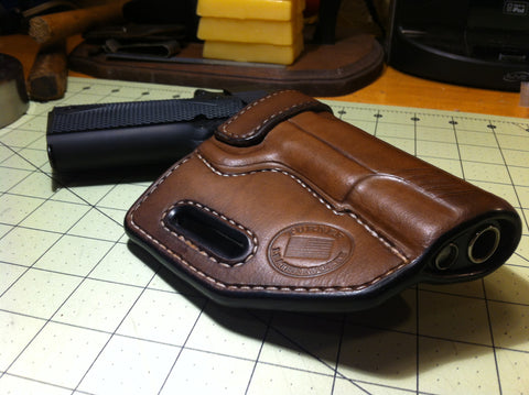 Custom Leather Holster for 1911 handgun pistol compact ultra government .45acp .45 colt kimber sig