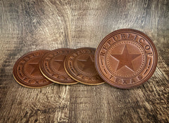 "REPUBLIC OF TEXAS" - Leather Coaster Set (Set of 4)