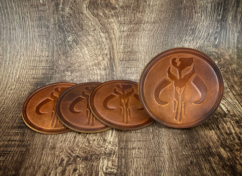 "MANDALORIAN" (MYTHOSAURS) - Leather Coaster Set (Set of 4)